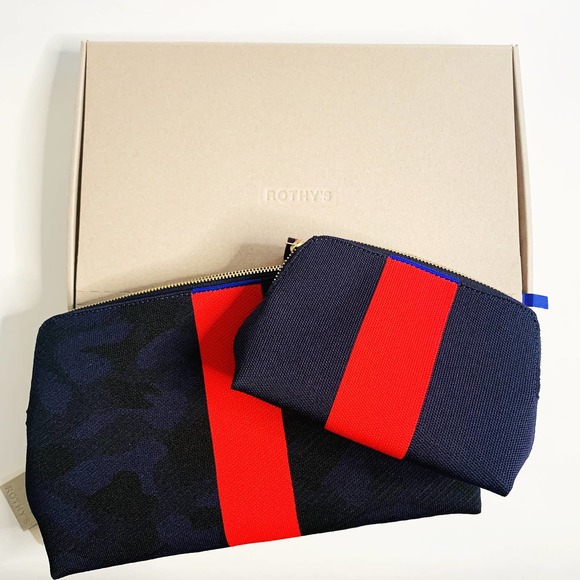 Rothy's Handbags - Rothy's The Vanity Set Midnight Camo Blue Red Zipper Pouches Bags Retired